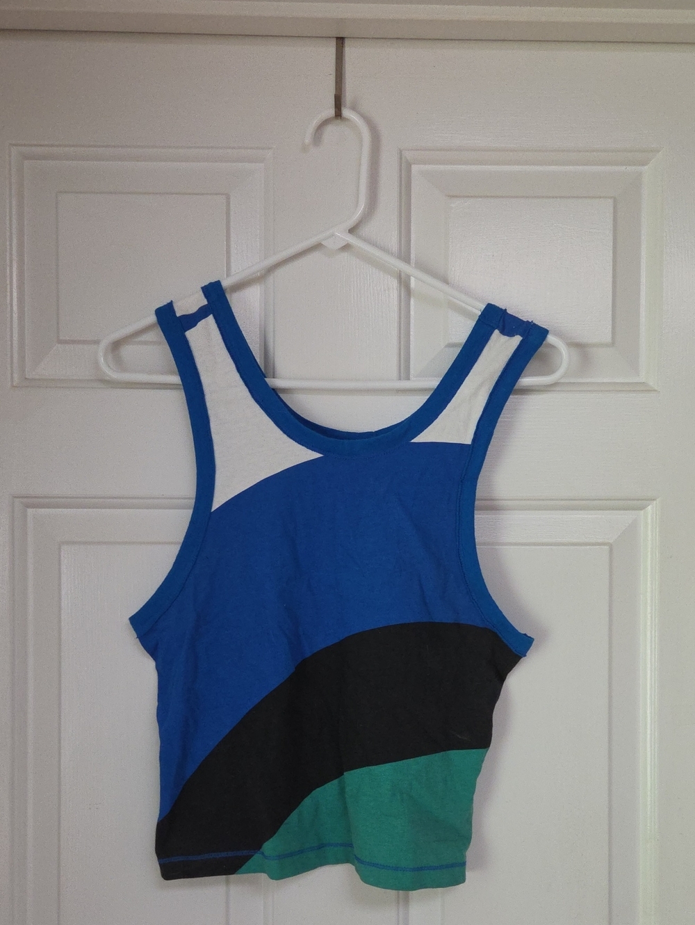 Free Peoplw Movement Colorblock Blue Crop Tank Top with Black / Teal Panels Sz S